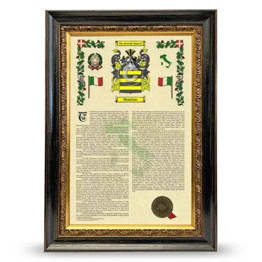 Mancinas Armorial History Framed - Heirloom