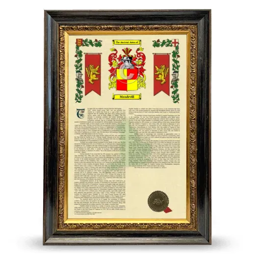 Mandevill Armorial History Framed - Heirloom