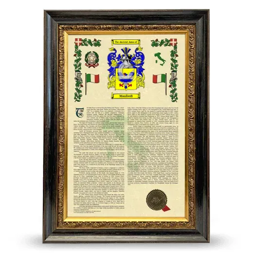 Manfredi Armorial History Framed - Heirloom