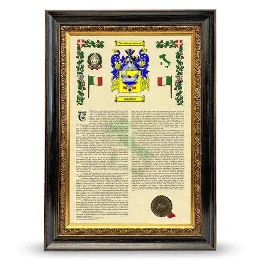 Manfree Armorial History Framed - Heirloom