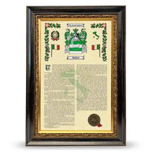 Maniaci Armorial History Framed - Heirloom