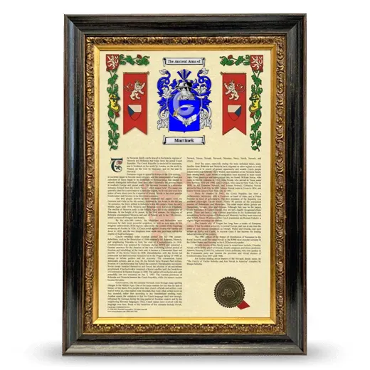 Martinek Armorial History Framed - Heirloom