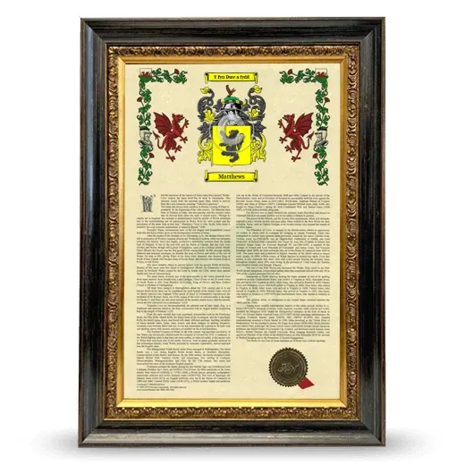 Matthews Armorial History Framed - Heirloom