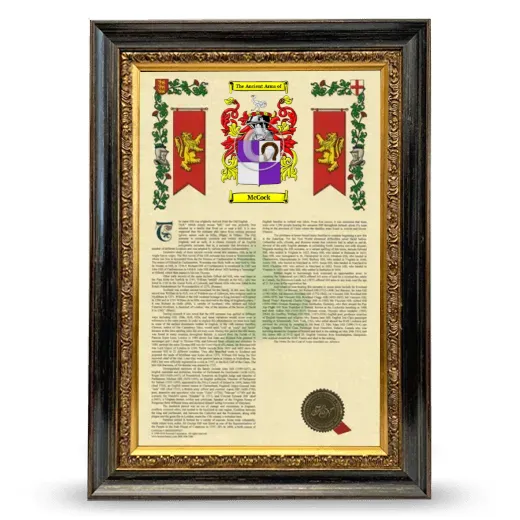McCock Armorial History Framed - Heirloom