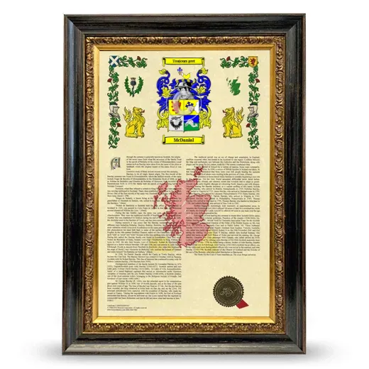 McDanial Armorial History Framed - Heirloom