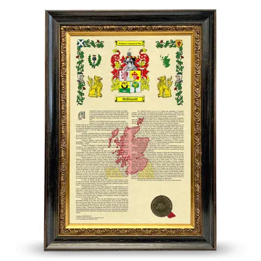 McDonald Armorial History Framed - Heirloom
