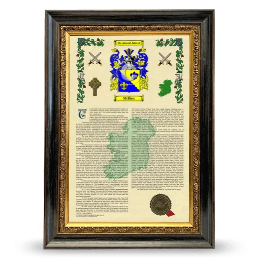 McShea Armorial History Framed - Heirloom