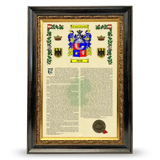 Mende Armorial History Framed - Heirloom