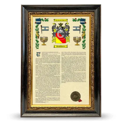 Mendelowitz Armorial History Framed - Heirloom
