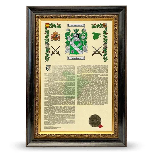 Mendonca Armorial History Framed - Heirloom