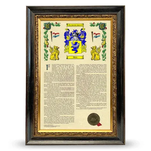 Mers Armorial History Framed - Heirloom