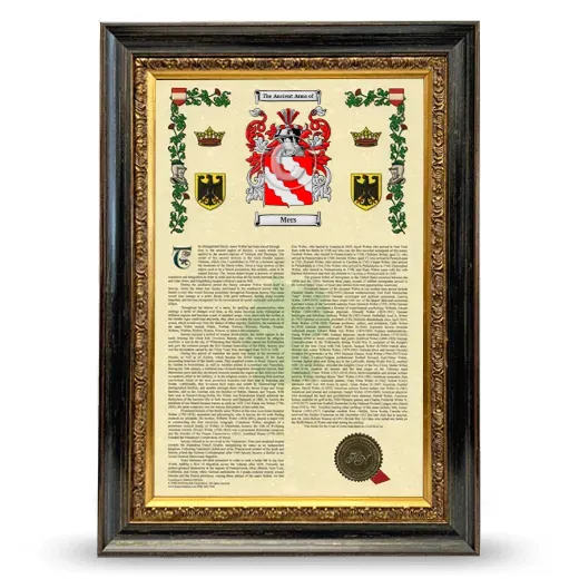 Mers Armorial History Framed - Heirloom