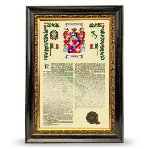 Messena Armorial History Framed - Heirloom
