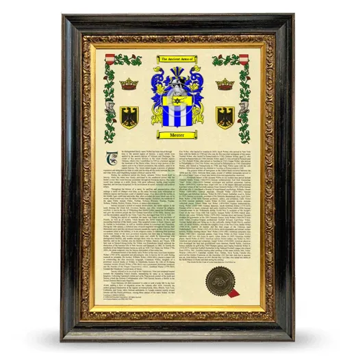 Mester Armorial History Framed - Heirloom