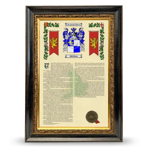 Mettham Armorial History Framed - Heirloom