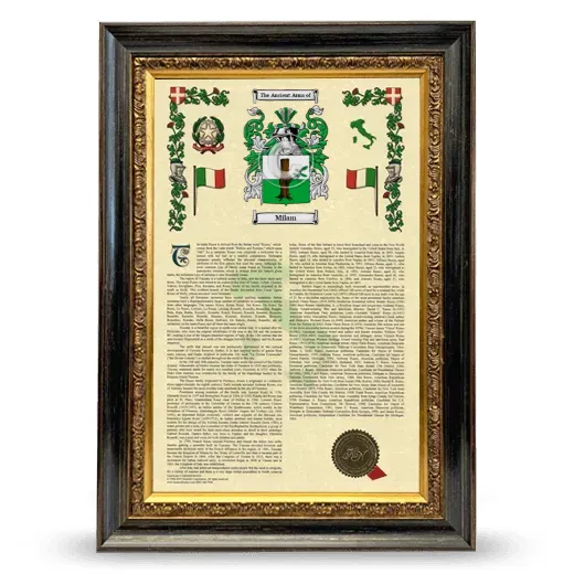 Milam Armorial History Framed - Heirloom