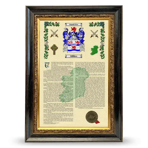 Milliken Armorial History Framed - Heirloom