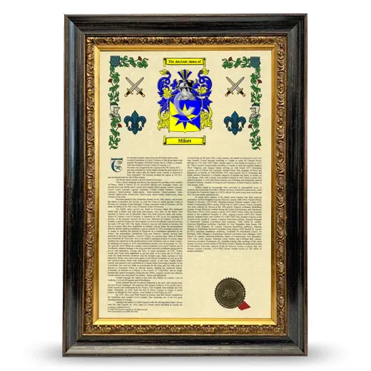 Milott Armorial History Framed - Heirloom
