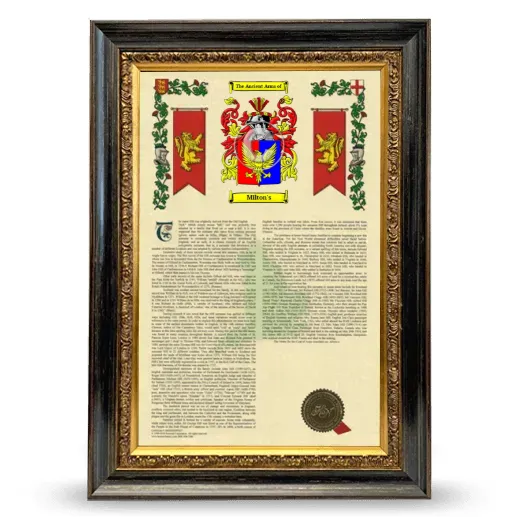 Milton's Armorial History Framed - Heirloom