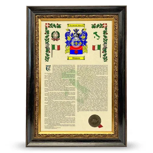 Minjarez Armorial History Framed - Heirloom