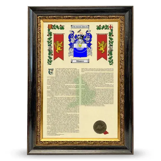 Minnear Armorial History Framed - Heirloom