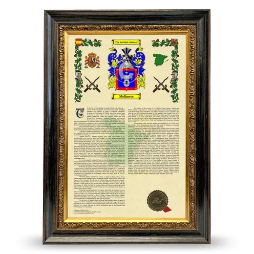 Molineros Armorial History Framed - Heirloom