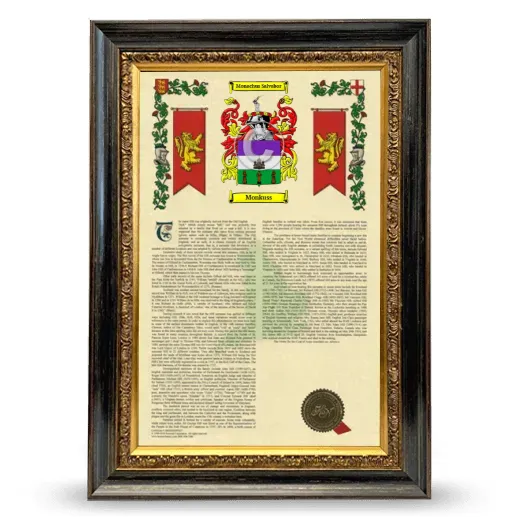 Monkuss Armorial History Framed - Heirloom