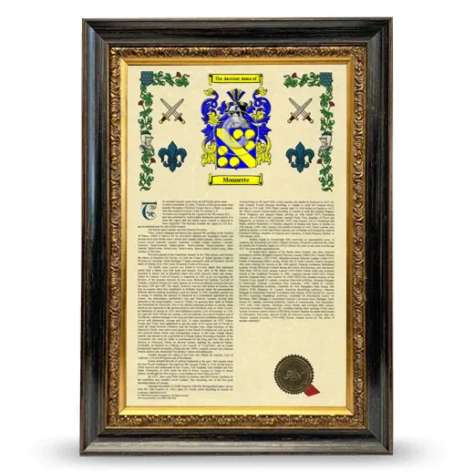 Monnette Armorial History Framed - Heirloom