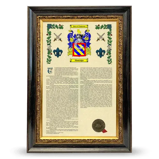 Montaigu Armorial History Framed - Heirloom