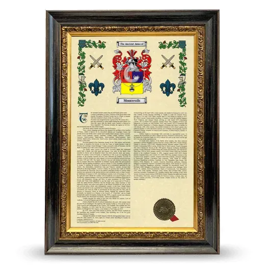 Montreuils Armorial History Framed - Heirloom