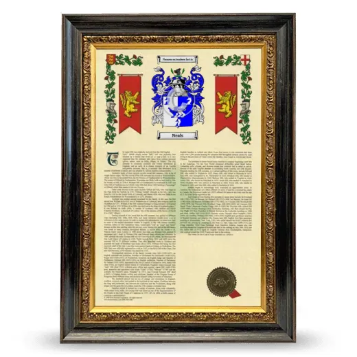 Neals Armorial History Framed - Heirloom