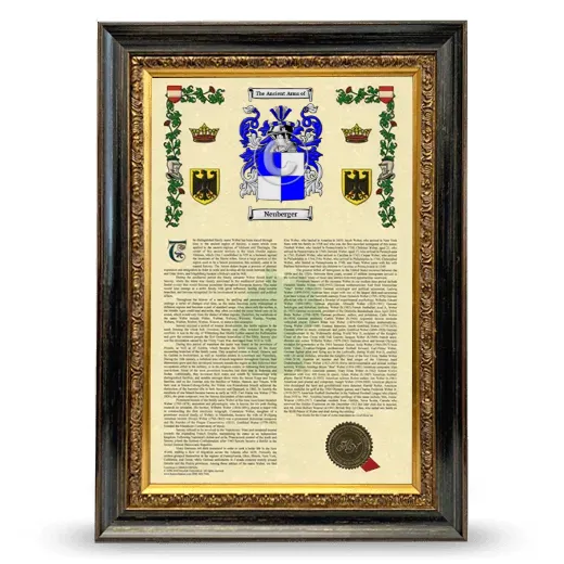 Neuberger Armorial History Framed - Heirloom