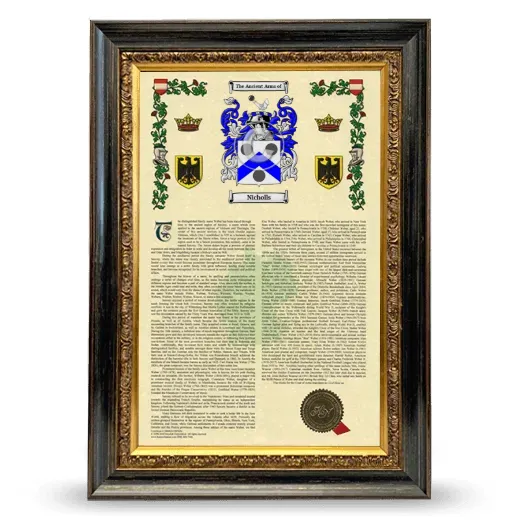 Nicholls Armorial History Framed - Heirloom
