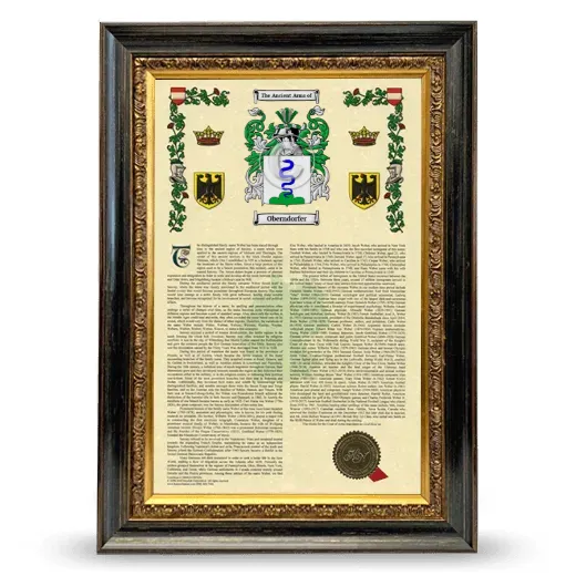 Oberndorfer Armorial History Framed - Heirloom