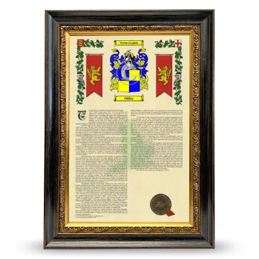 Odday Armorial History Framed - Heirloom