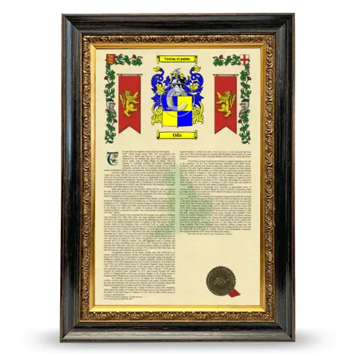 Odis Armorial History Framed - Heirloom