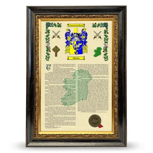 Okenny Armorial History Framed - Heirloom
