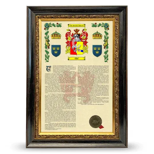 Olaf Armorial History Framed - Heirloom