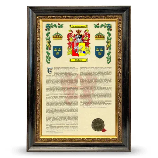Olafsen Armorial History Framed - Heirloom