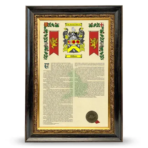 Oldham Armorial History Framed - Heirloom