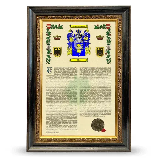 Oler Armorial History Framed - Heirloom