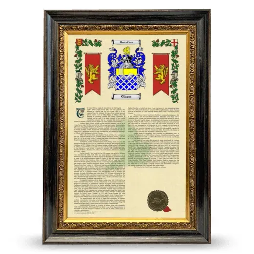 Olinger Armorial History Framed - Heirloom