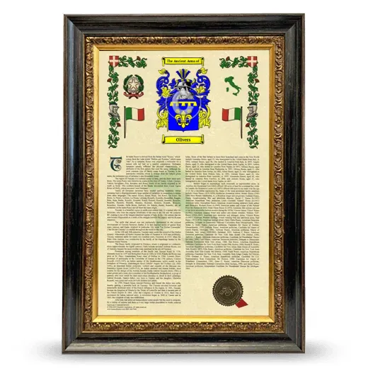 Olivers Armorial History Framed - Heirloom