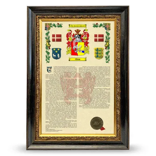 Olson Armorial History Framed - Heirloom