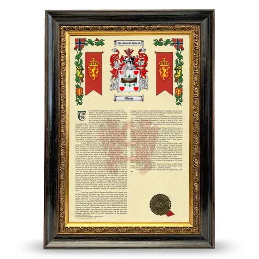 Olson Armorial History Framed - Heirloom