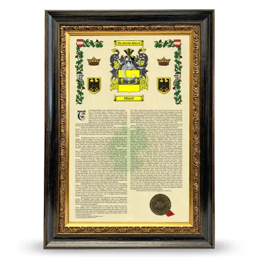 Olstad Armorial History Framed - Heirloom