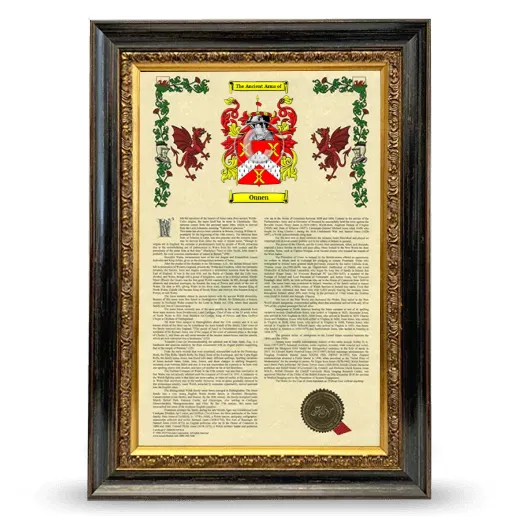 Onnen Armorial History Framed - Heirloom