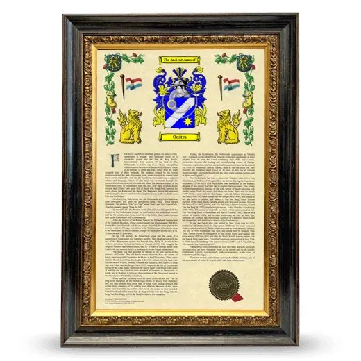 Oostra Armorial History Framed - Heirloom