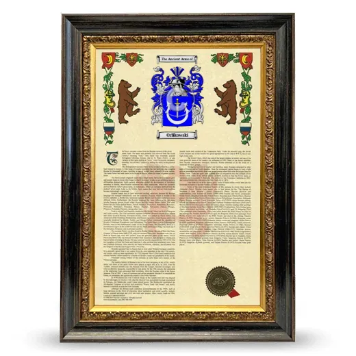 Orlikowski Armorial History Framed - Heirloom