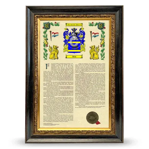 Orso Armorial History Framed - Heirloom